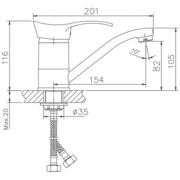 Смеситель для кухни Haiba HB4501-2, хром