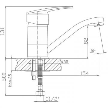 Смеситель для кухни Haiba HB4506, хром