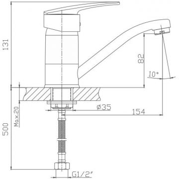 Смеситель для кухни Haiba HB4506-2, хром