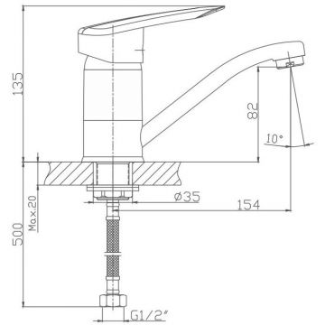 Смеситель для кухни Haiba HB4507-2, хром