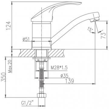 Смеситель для кухни Haiba HB4521-2, хром