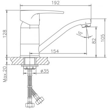 Смеситель для кухни Haiba HB4565-2, хром