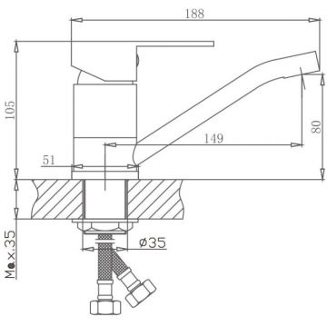 Смеситель для кухни Haiba HB45802, сталь