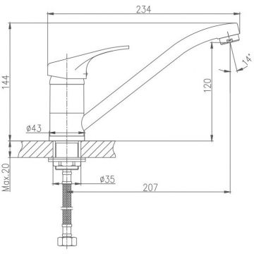 Смеситель для кухни Haiba HB4913-1, серый