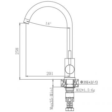 Смеситель для кухни Haiba HB71304-3, сталь