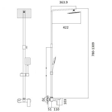 Душевая система Haiba HB24803-2, сталь