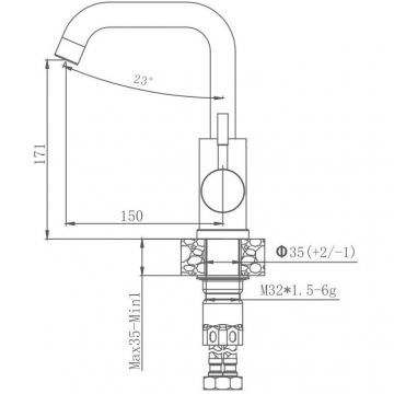 Смеситель для кухни Haiba HB72304-4, сталь