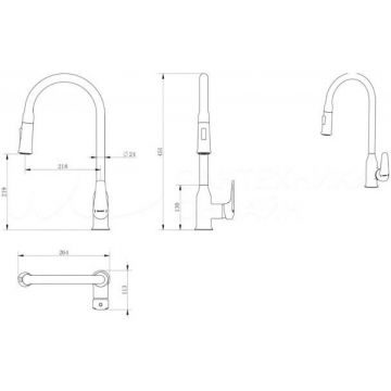 Смеситель для кухни с выдвижным изливом Haiba (Хаиба) HB73816, хром