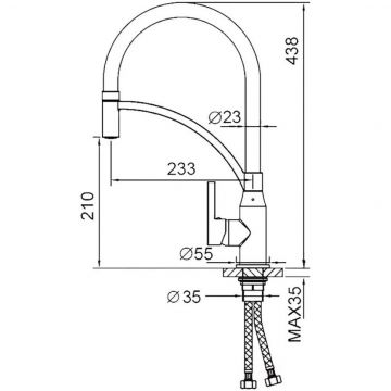 Смеситель для кухни с гибким изливом Haiba HB73644-7, черный