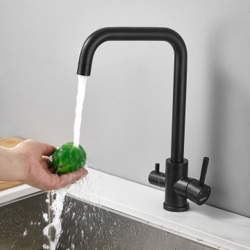 Смеситель для кухни с подключением фильтра воды Haiba (Хаиба) HB76820-7, черный