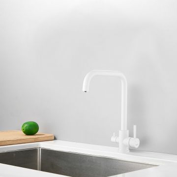 Смеситель для кухни с подключением фильтра воды Haiba (Хаиба) HB76820-8, белый