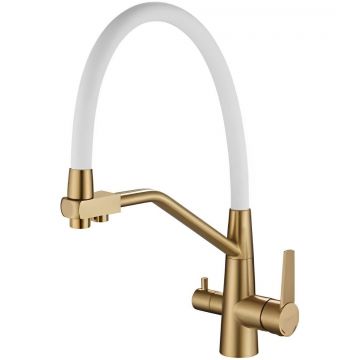 Смеситель для кухни с подключением фильтра воды Haiba (Хаиба) HB76822-5, матовое золото