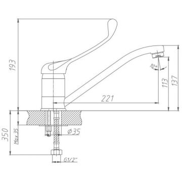 Смеситель для кухни с хирургической ручкой Haiba (Хаиба) HB4254, хром