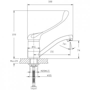 Смеситель для кухни с хирургической ручкой Haiba (Хаиба) HB4554-2, хром