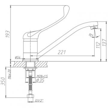 Смеситель для кухни с хирургической ручкой Haiba (Хаиба) HB4954, хром