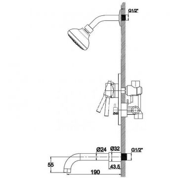 Встраиваемая душевая система Haiba HB80297-2, хром