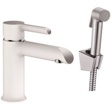 Смеситель для раковины с гигиеническим душем Haiba (Хаиба) HB12805-8, белый