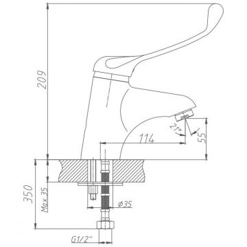 Смеситель для раковины с хирургической ручкой Haiba (Хаиба) HB1054, хром