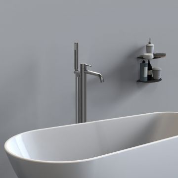 Смеситель для ванны напольный Vincea Desire VTF-1DGM однорычажный, с регулятором давления, вороненая сталь