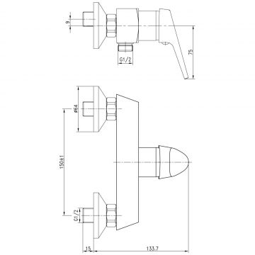 Смеситель для душа AQUANET (АКВАНЕТ) Round Handle хром (SD90707)