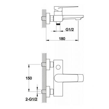Смеситель для ванн, для душа BelBagno (Бельбагно) Carin хром (CAR-VASM-CRM)
