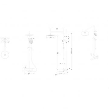 Душевая система с термостатом Bravat Arc F699153BW-A2, черный