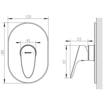 Смеситель для душа встраиваемый на 1 потока Bravat (Брават) Drop PB84898CP-RUS, хром
