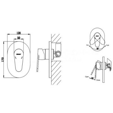 Смеситель для душа встраиваемый на 1 потока Bravat (Брават) Eler FB848238CP-RUS, хром