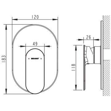 Смеситель для душа встраиваемый на 1 потока Bravat (Брават) Gina PB865104CP-ENG, хром