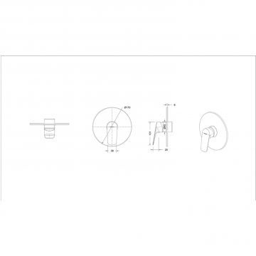 Смеситель для душа встраиваемый на 1 потока Bravat (Брават) Rhein PB8429564BW-ENG, черный