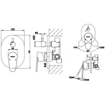 Смеситель для душа встраиваемый на 2 потока Bravat (Брават) Eler FB848238CP-2-RUS, хром