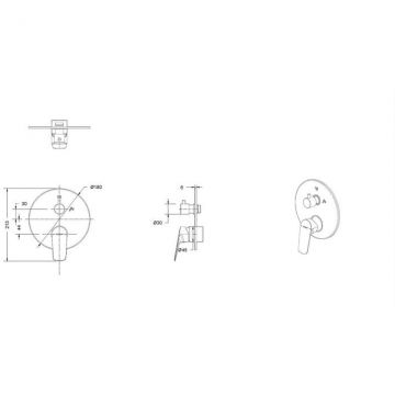 Смеситель для душа встраиваемый на 2 потока Bravat (Брават) Rhein PB8429564BW-2-ENG, черный