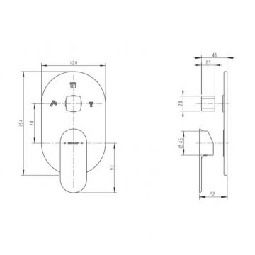 Смеситель для душа встраиваемый на 3 потока Bravat (Брават) Gina P69194C-ENG, хром