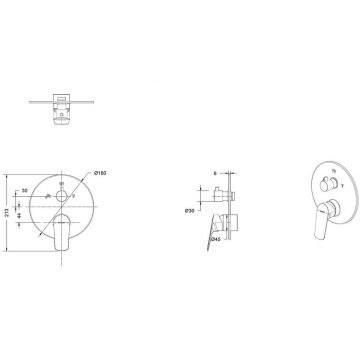 Смеситель для душа встраиваемый на 3 потока Bravat (Брават) Rhein PB8429564BW-3-ENG, черный