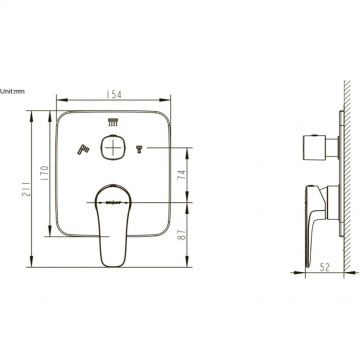 Смеситель для душа встраиваемый на 3 потока Bravat (Брават) Source PB8173218CP-3-ENG, хром