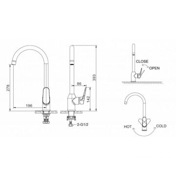 Смеситель для кухни Bravat ELER F7191238CP-RUS, хром