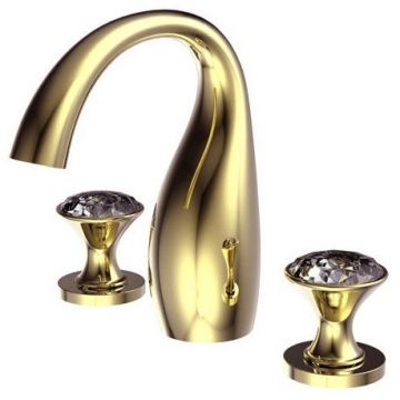 Смеситель для раковины на 3 отверстия Bravat (Брават) Swan F24287G-ENG, золото