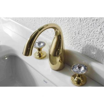 Смеситель для раковины на 3 отверстия Bravat (Брават) Swan F24287G-ENG, золото