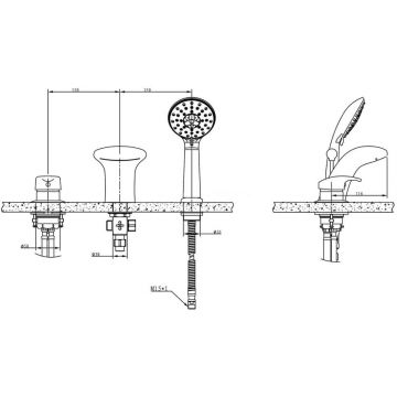 Смеситель на борт ванны Bravat (Брават) Cobra F5140197CP-1-RUS, хром