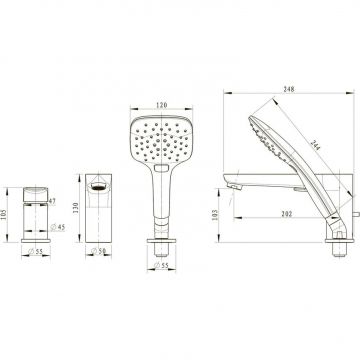 Смеситель на борт ванны Bravat (Брават) Iguassu F5173218CP-1-RUS, хром