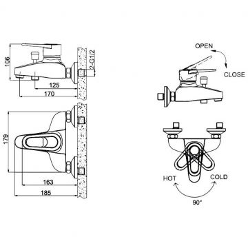 Смеситель для ванны Bravat (Брават) Loop хром (F6124182CP-01)