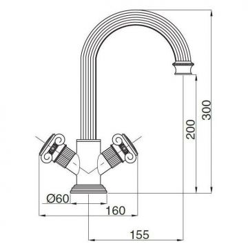 Смеситель для раковины Cezares (Цезарис) Olimp золото, ручки золото (OLIMP-LS2-03/24-M)