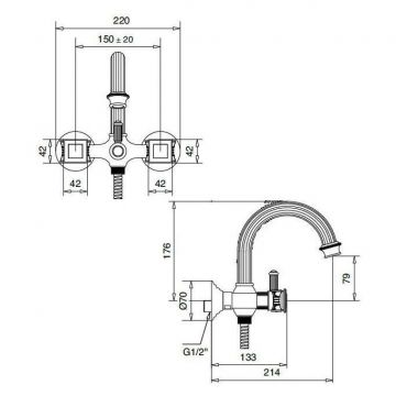 Смеситель для ванны Cezares (Цезарис) Olimp хром, ручки хром (OLIMP-VD-01-O)