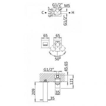 Смеситель для раковины встраиваемый Cezares (Цезарис) Porta хром (PORTA-BLI2-01-W0)