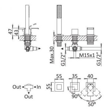 Смеситель на борт ванны Cezares (Цезарис) Porta хром (PORTA-BVDM3-01)