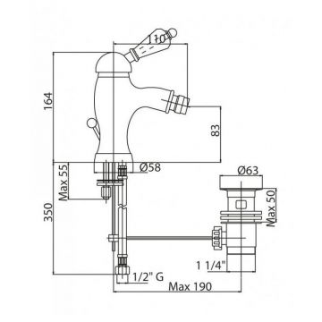 Смеситель для биде Cezares (Цезарис) Vintage бронза, ручка Swarov (VINTAGE-BSM1-02-Sw)