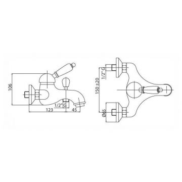 Смеситель для ванной напольный Cezares (Цезарис) Vintage хром, ручка Svarovski (VINTAGE-VDPMS-01-Sw)