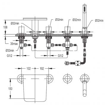 Смеситель для ванны Cezares (Цезарис) Cascado хром (CASCADO-F-BVD5-01)