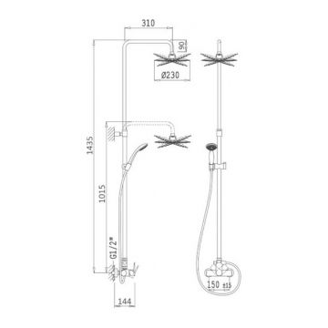 Душевая стойка Cezares (Цезарис) Articoli Vari хром (CZR-B-CDA-01)