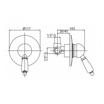 Смеситель для душа Cezares (Цезарис) Elite золото (ELITE-DIM-03/24-Nc)